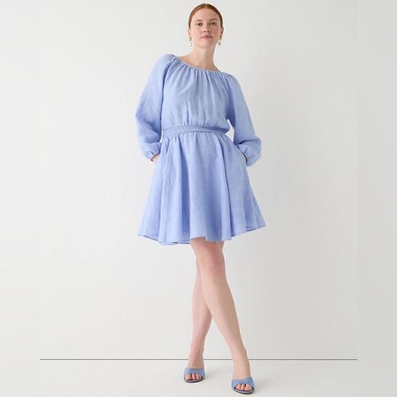 J Crew Palermo Linen Smock Waist Dress NWT - Picture 3 of 12